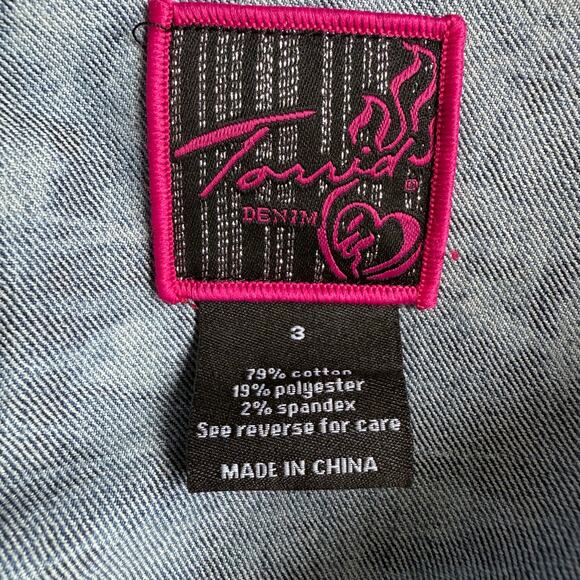 Torrid Tie Dye Womens Blue Denim Jacket Plus Size 3X 22-24 Trucker Casual Hippie - Picture 5 of 13